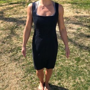 Tahari square neck column dress